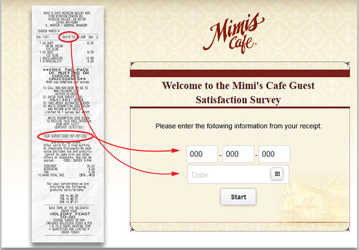 Tellmimi.com - Win $500 Cash Prize - Mimi's Cafe Survey