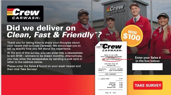 Crewcarwash.com/survey - Win $100 Cash Prize - Crew Survey